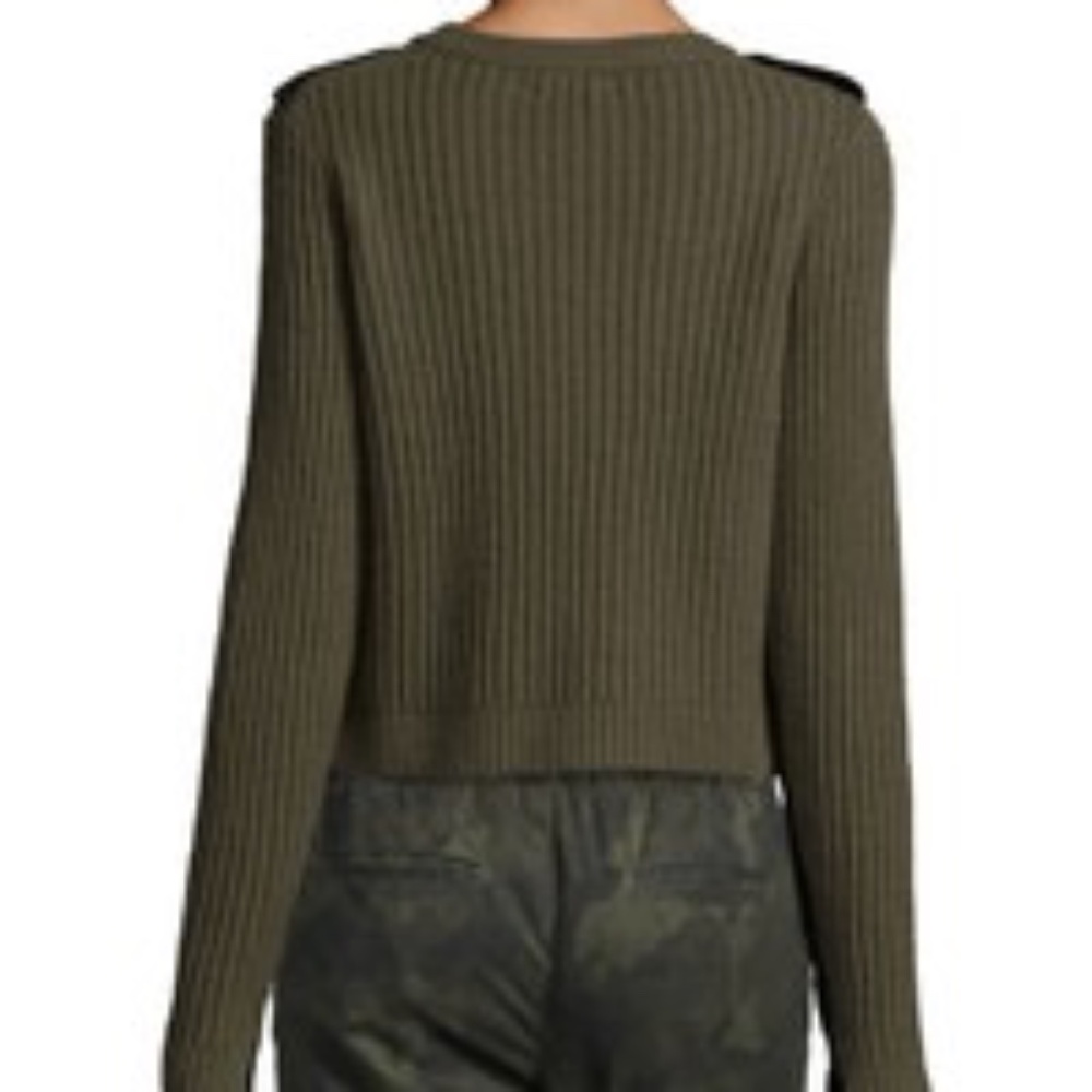 Rag & Bone Jean Tara Ribbed Pullover Army Green Merino Wool Sweater - Medium